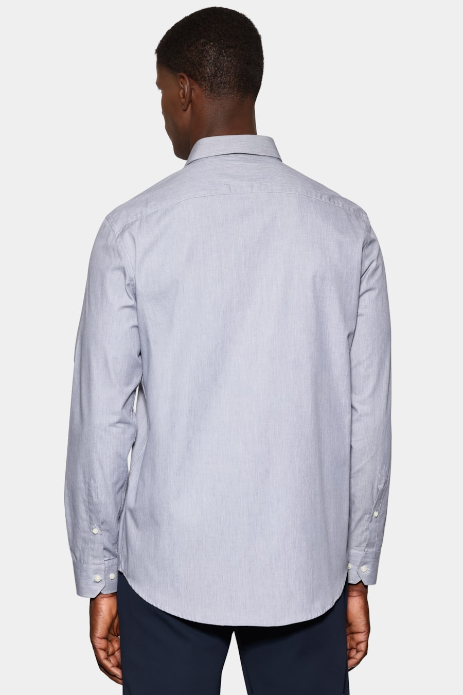 Camisa Manga Longa Regular Micro Xadrez Bolso Azul C/Branco — foto 4 de 6