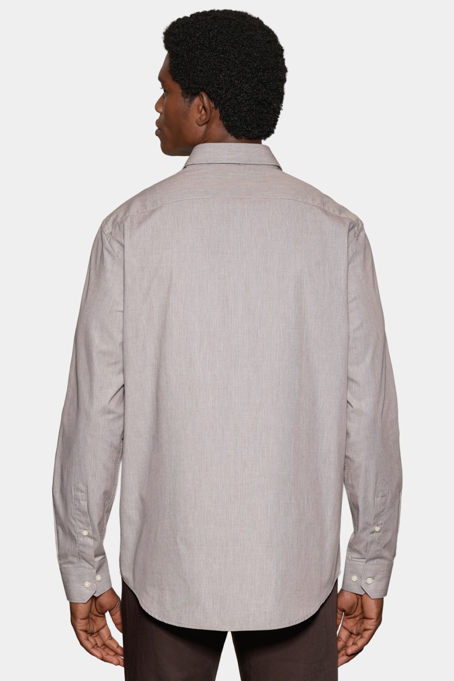 Camisa Manga Longa Regular Micro Xadrez Bolso Off White C/ Café — foto 4 de 6