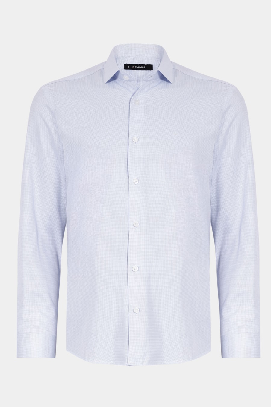 Camisa Manga Longa Regular Micro Xadrez Mix Branco C/Azul Claro — foto 5 de 6