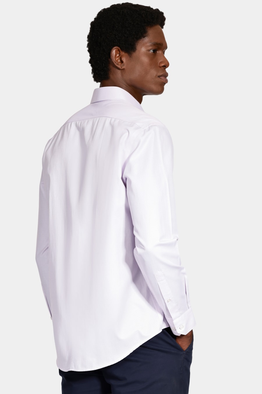 Camisa Manga Longa Regular Micro Xadrez Mix Branco C/Rosa — foto 4 de 6