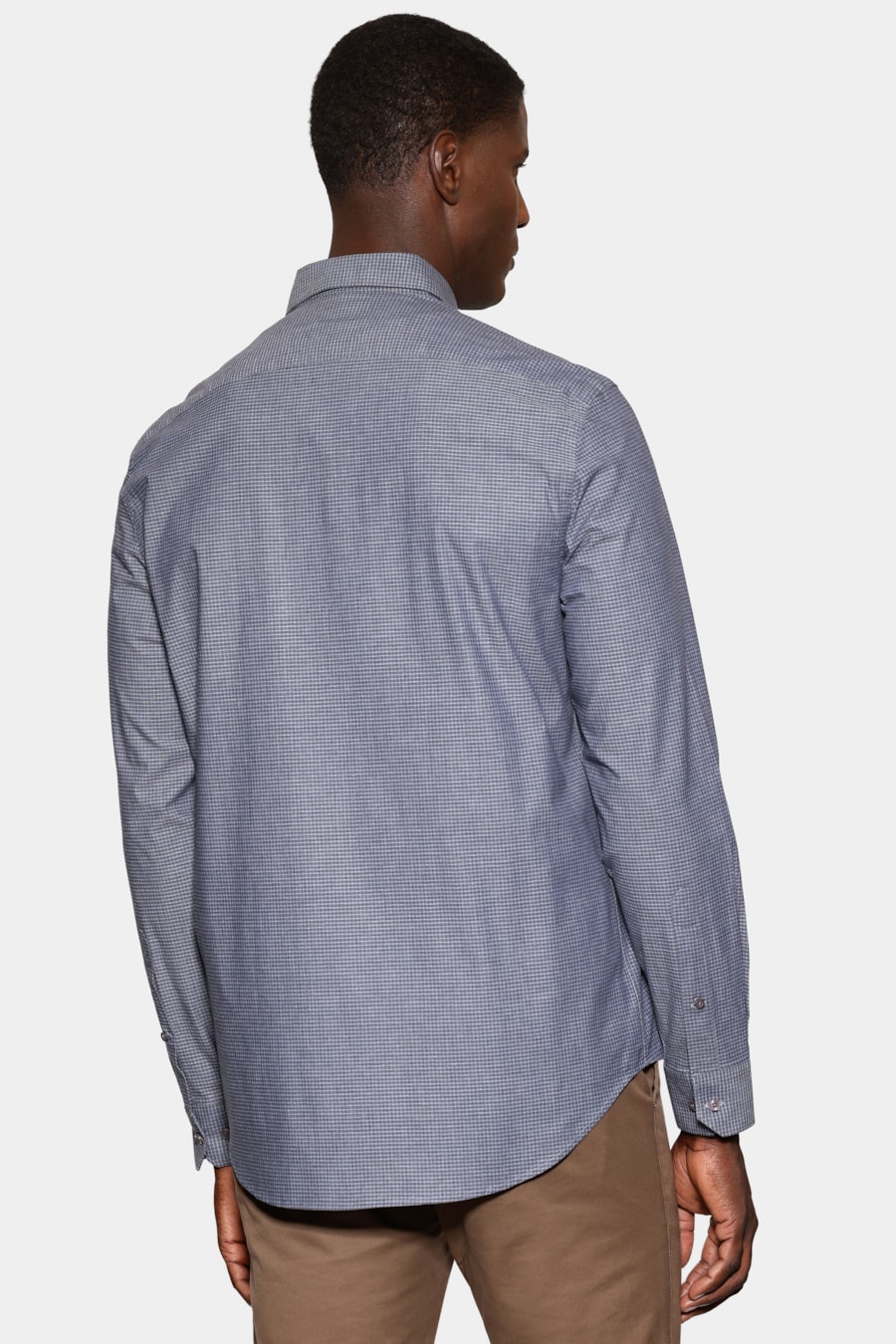 Camisa Manga Longa Regular Micro Xadrez St Bolso Azul C/ Marinho — foto 4 de 6