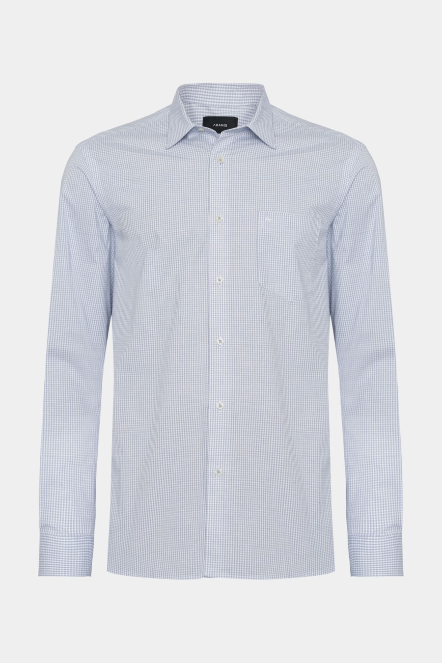 Camisa Manga Longa Regular Micro Xadrez St Bolso Branco C/Azul Medio — foto 5 de 6