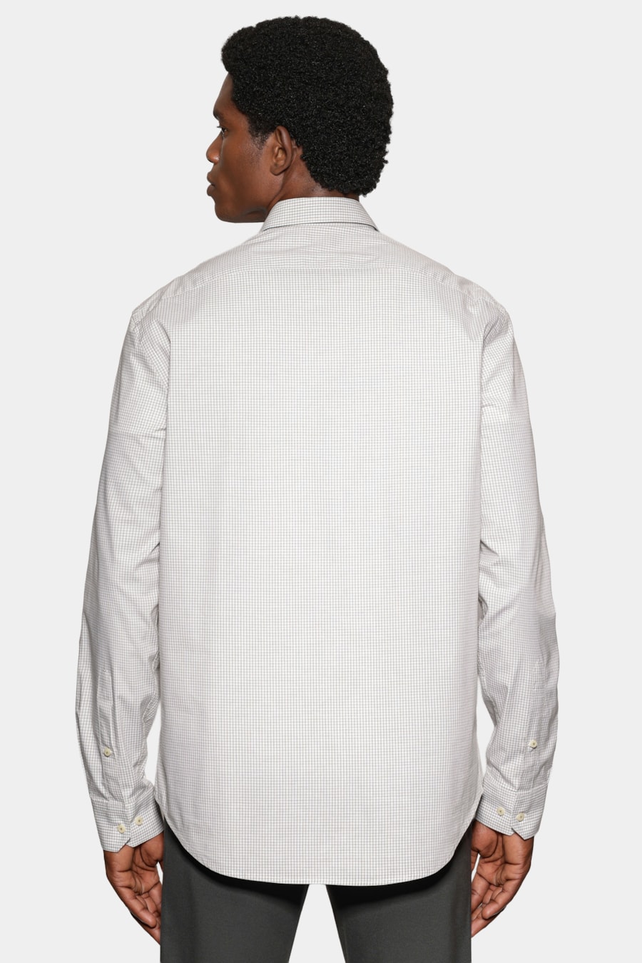Camisa Manga Longa Regular Micro Xadrez St Bolso Branco C/ Verde Medio — foto 4 de 6