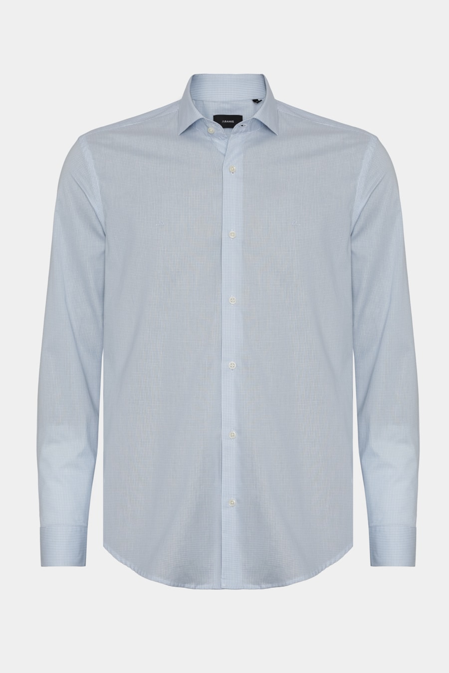 Camisa Manga Longa Regular Mini Xadrez Azul Claro C/Branco — foto 5 de 6