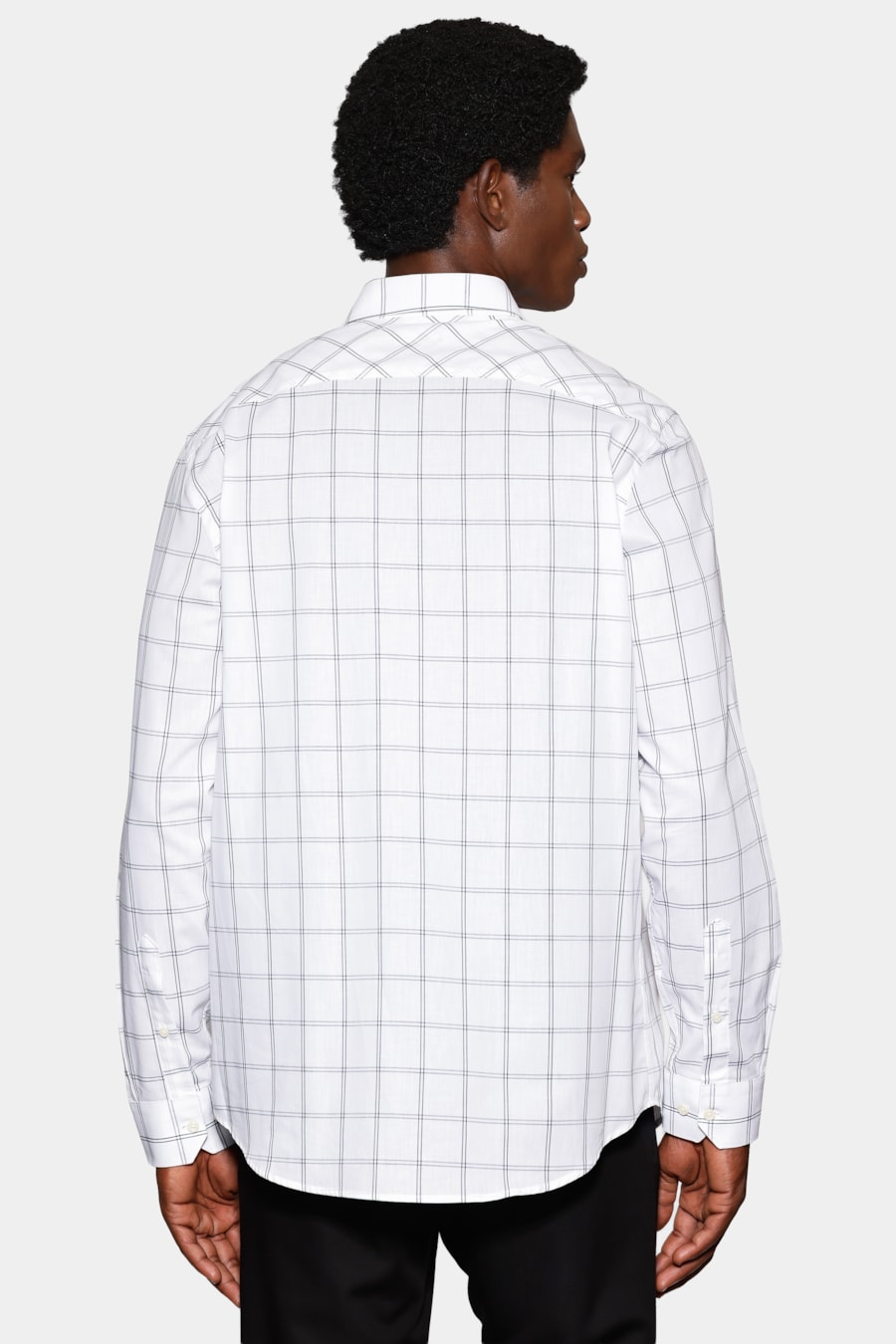 Camisa Manga Longa Regular Mini Xadrez Bolso Branco C/Azul — foto 5 de 7