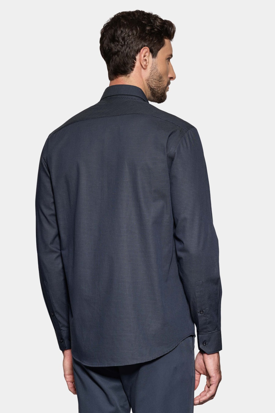 Camisa Manga Longa Regular Mini Xadrez Bolso Preto C/ Chumbo — foto 4 de 6