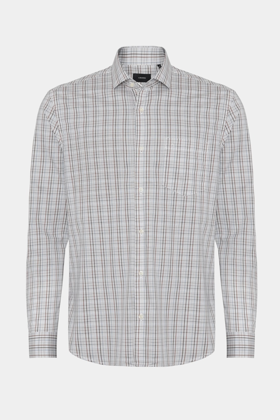 Camisa Manga Longa Regular Mini Xadrez Branco C/Cafe — foto 1 de 2