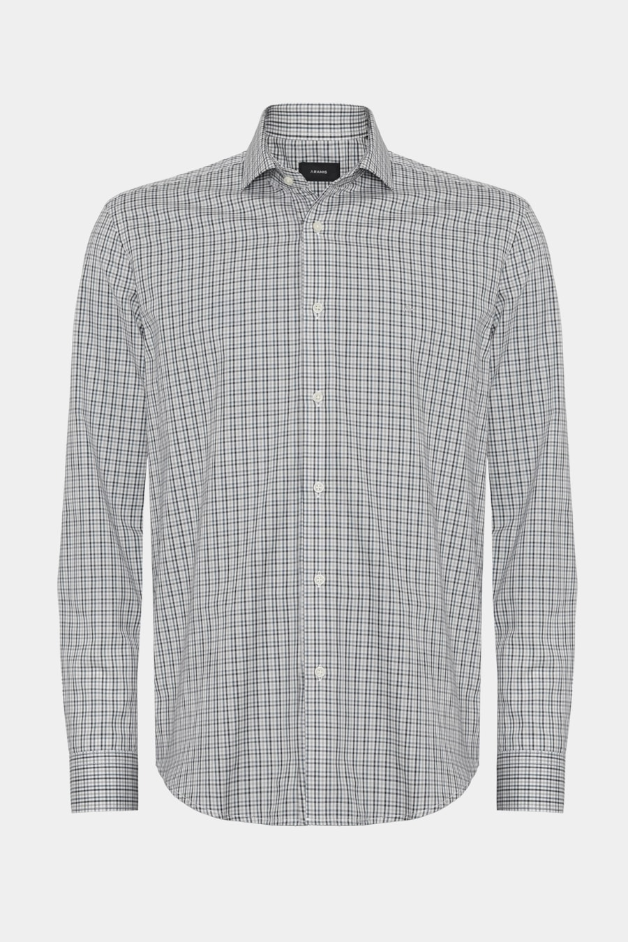 Camisa Manga Longa Regular Mini Xadrez Branco C/Cinza — foto 6 de 7