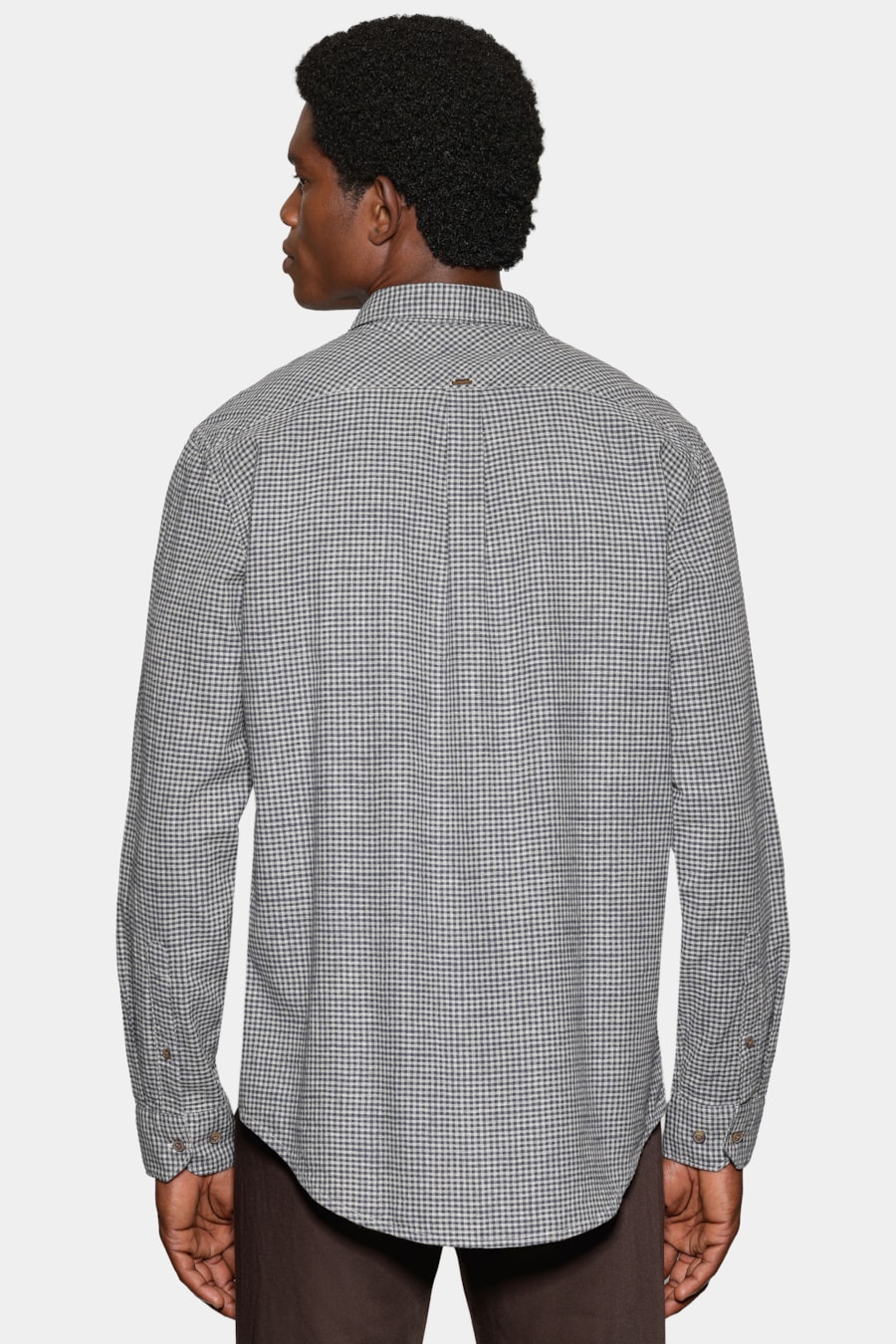 Camisa Manga Longa Regular Mini Xadrez Mescla Azul/Cinza — foto 4 de 6