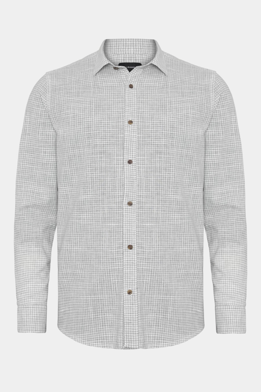 Camisa Manga Longa Regular Mini Xadrez Mescla Branco C/Cinza — foto 5 de 6