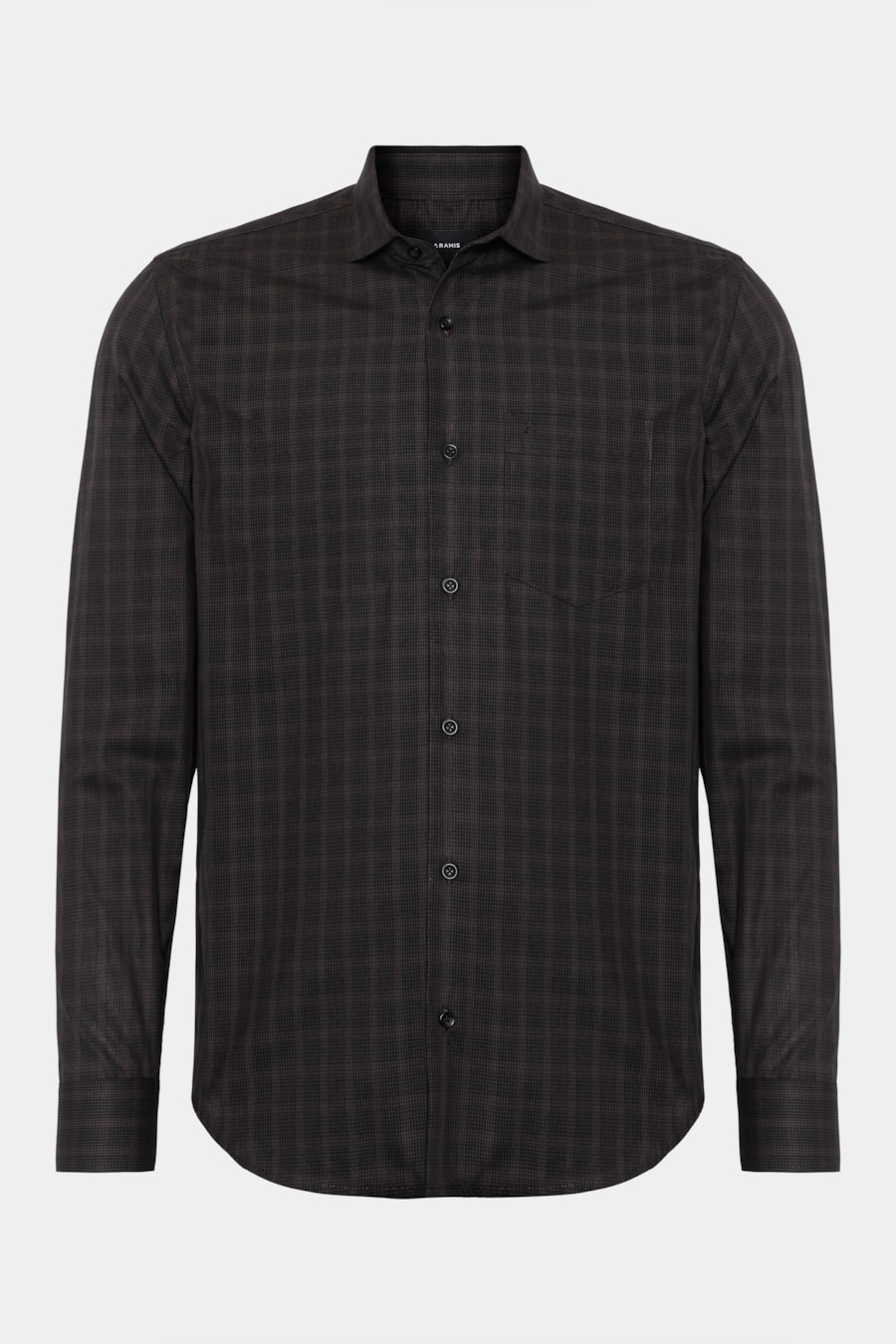 Camisa Manga Longa Regular Mini Xadrez Shadow Preto/Cafe — foto 5 de 6