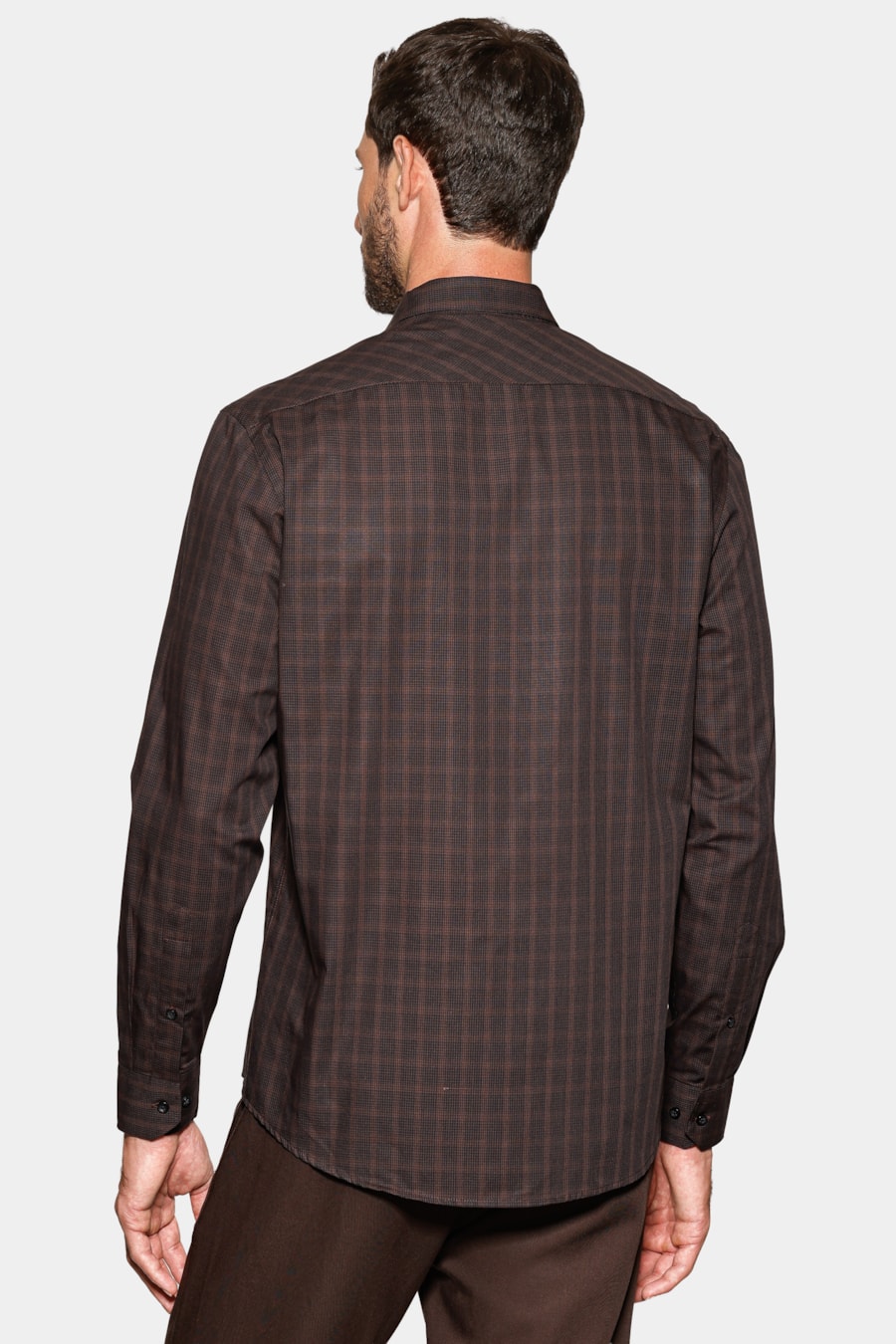 Camisa Manga Longa Regular Mini Xadrez Shadow Preto/Cafe — foto 4 de 6
