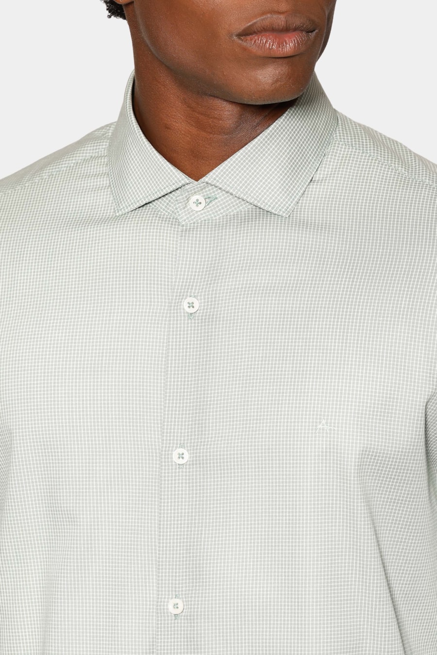 Camisa Manga Longa Regular Mini Xadrez Verde C/ Branco — foto 3 de 6