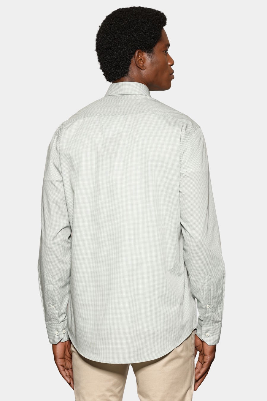 Camisa Manga Longa Regular Mini Xadrez Verde C/ Branco — foto 4 de 6