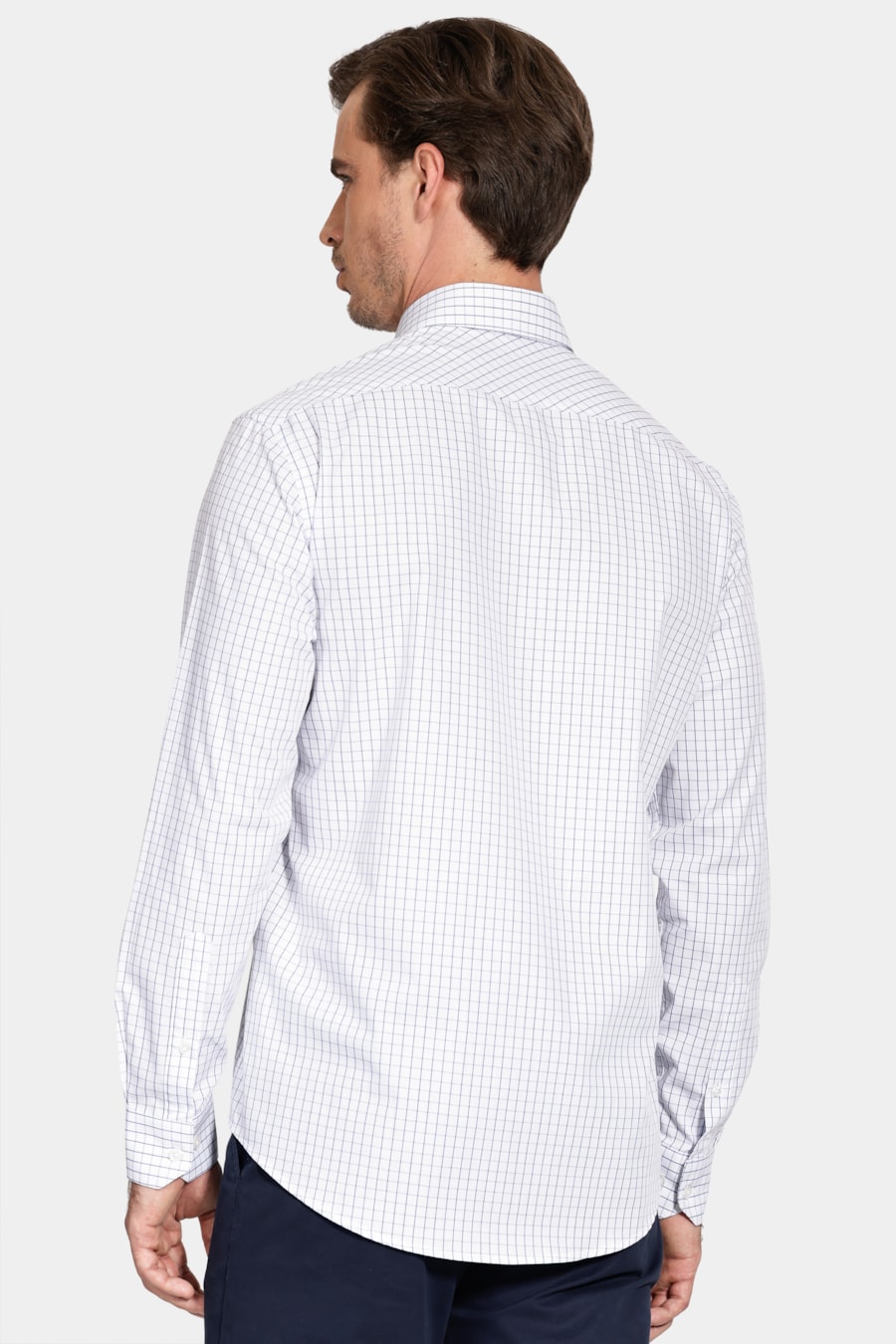 Camisa Manga Longa Regular Moscou Xadrez Branco C/Azul — foto 4 de 6