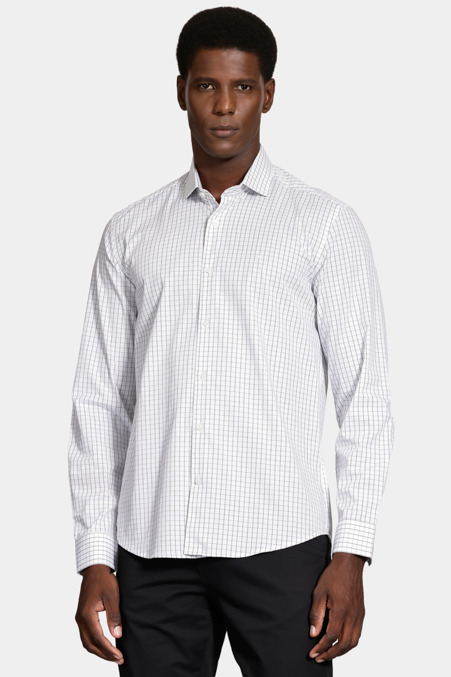 Camisa Manga Longa Regular Moscou Xadrez Branco C/ Preto — foto 1 de 6