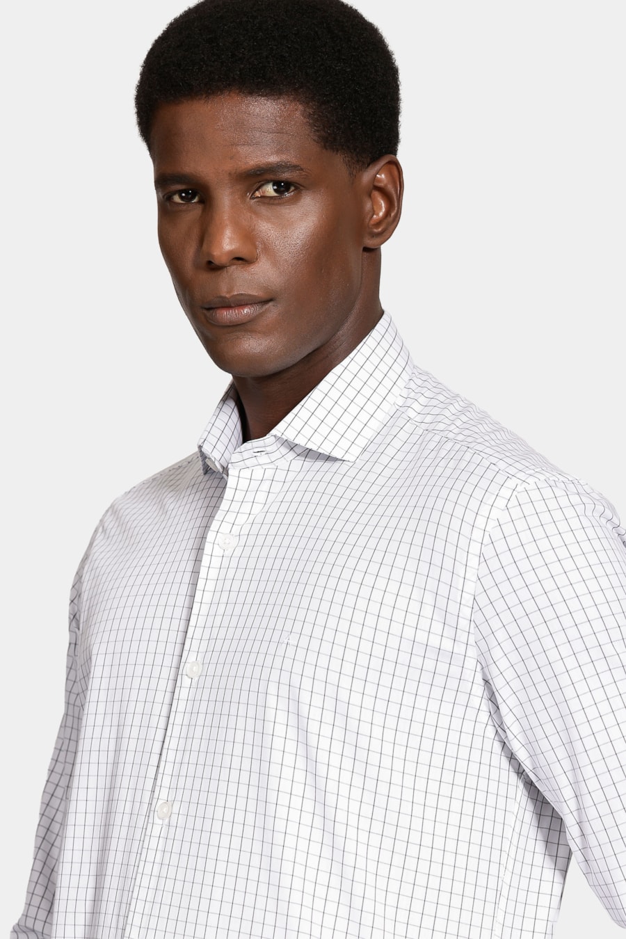 Camisa Manga Longa Regular Moscou Xadrez Branco C/ Preto — foto 3 de 6