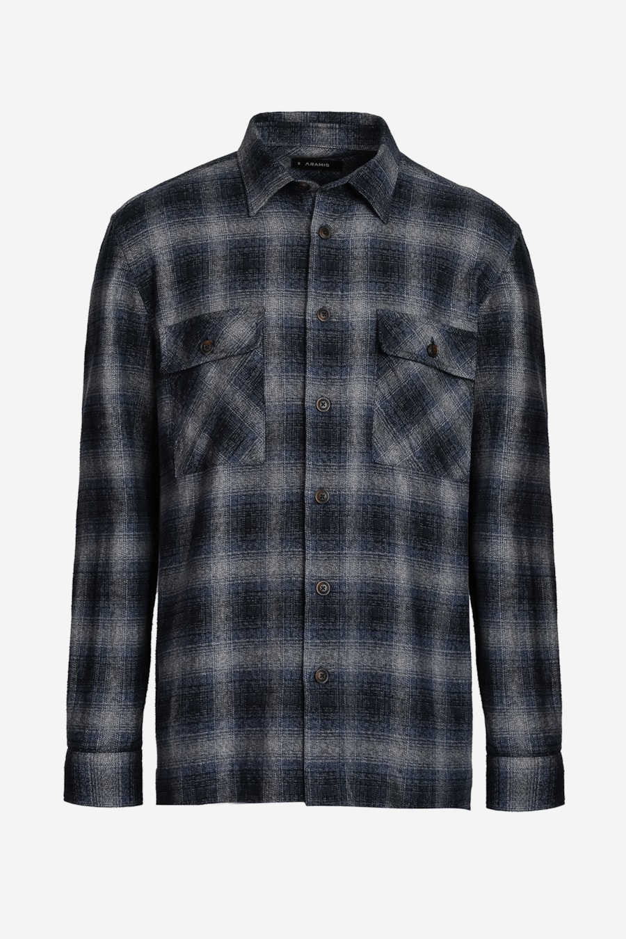 Camisa Manga Longa Regular Overshirt Winter Cotton Xadrez Cinza/Azul Jeans — foto 5 de 5