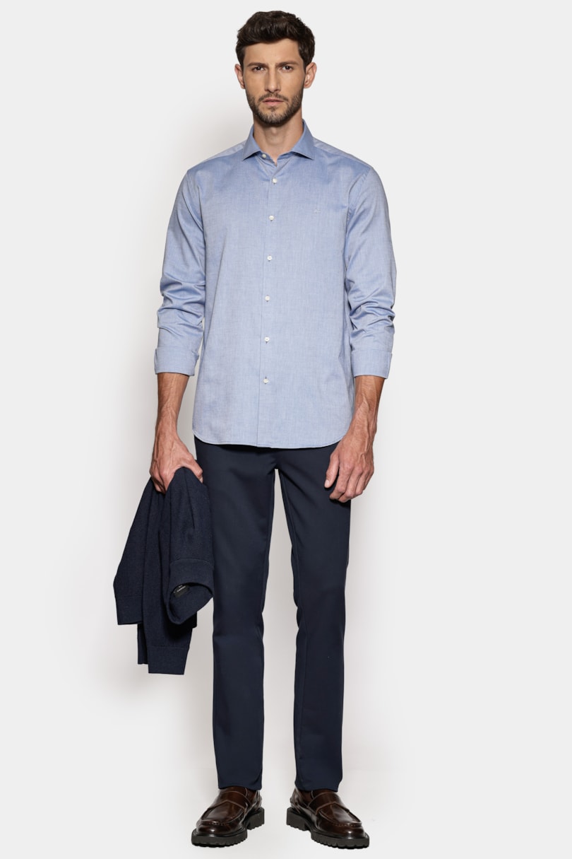 Camisa Manga Longa Regular Oxford 50 Viadutus Azul Medio