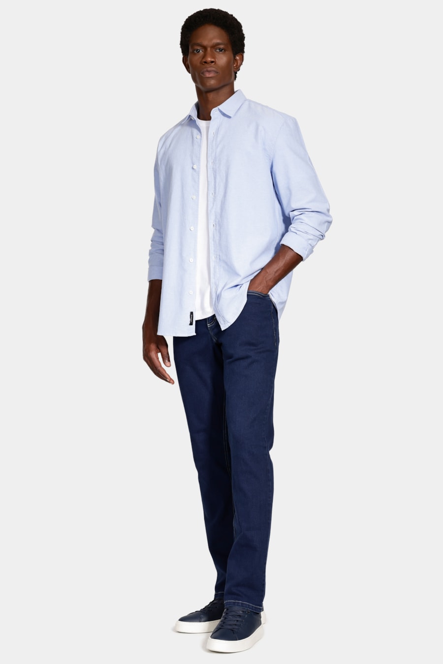 Camisa Manga Longa Regular Oxford Azul Celeste — foto 2 de 7