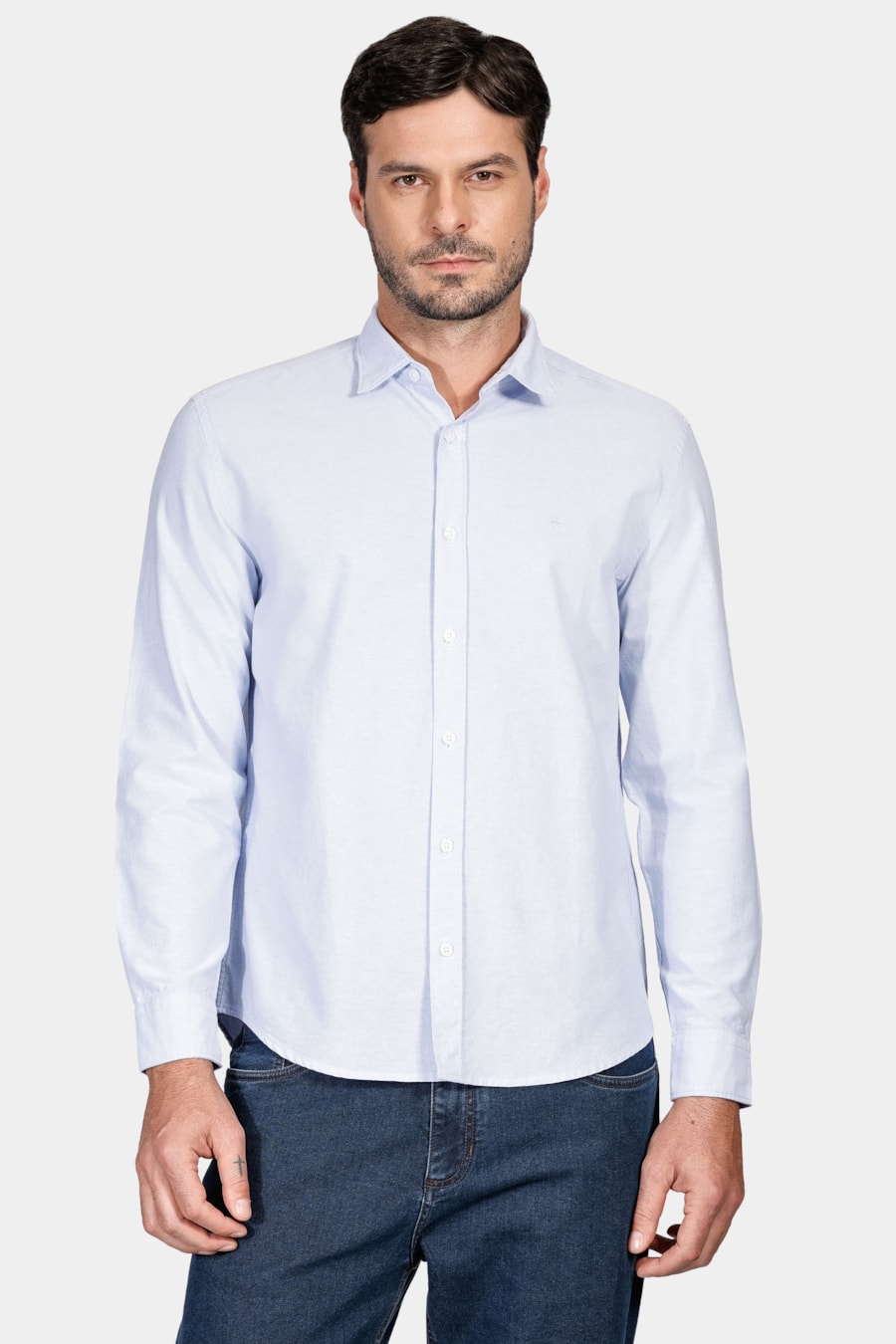Camisa Manga Longa Regular Oxford Azul Claro — foto 1 de 6
