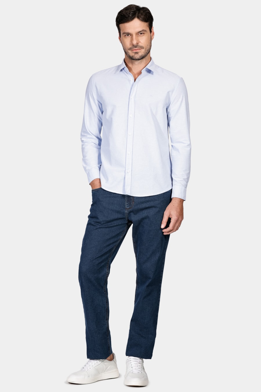 Camisa Manga Longa Regular Oxford Azul Claro — foto 2 de 6