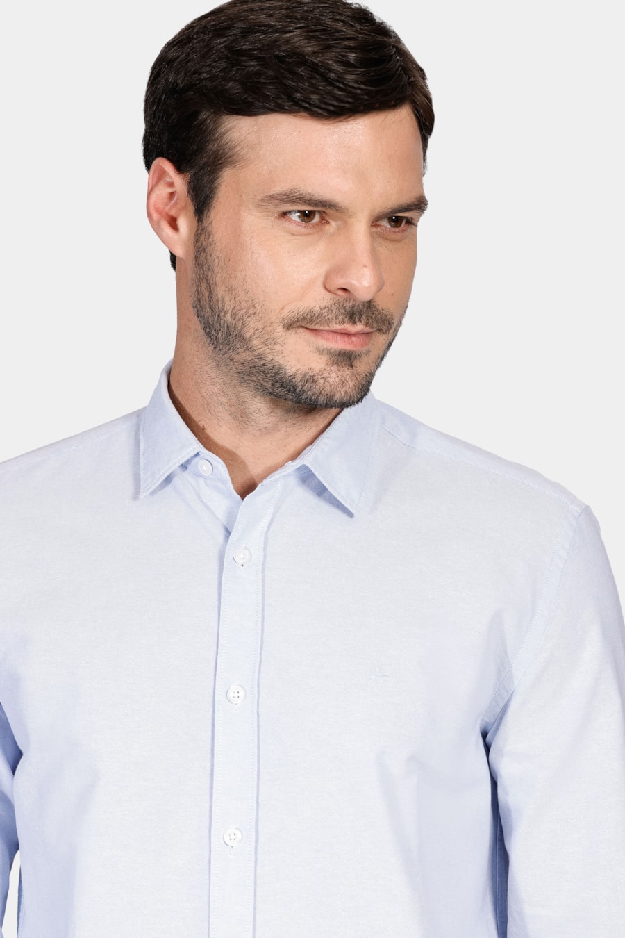 Camisa Manga Longa Regular Oxford Azul Claro — foto 3 de 6
