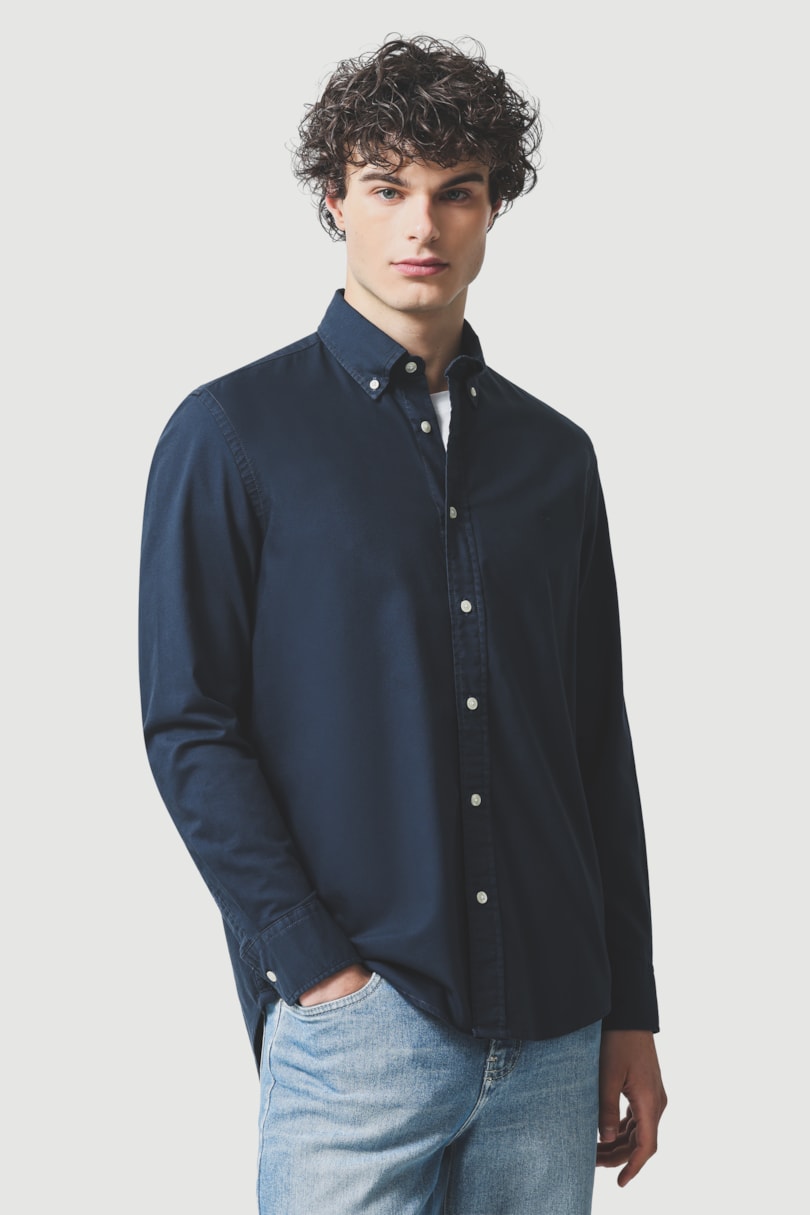Camisa Manga Longa Regular Oxford Bg Button-Down Marinho