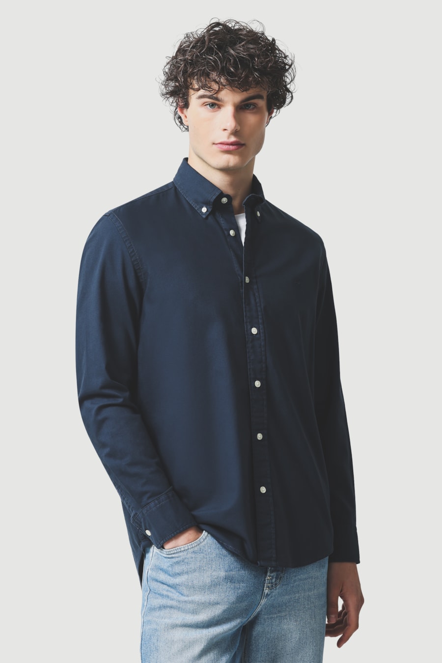 Camisa Manga Longa Regular Oxford Bg Button-Down Marinho — foto 1 de 6