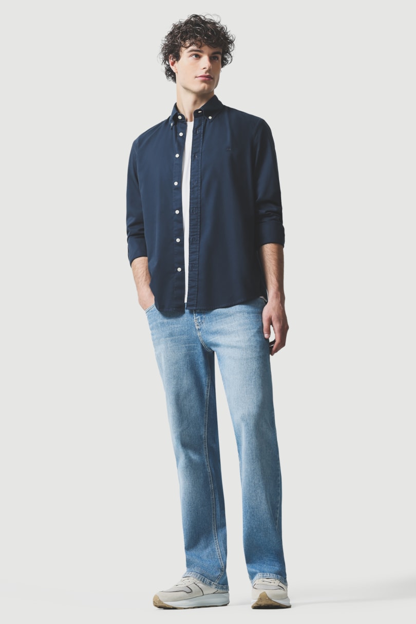 Camisa Manga Longa Regular Oxford Bg Button-Down Marinho