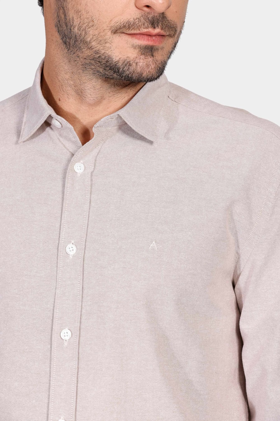 Camisa Manga Longa Regular Oxford Cáqui — foto 3 de 7