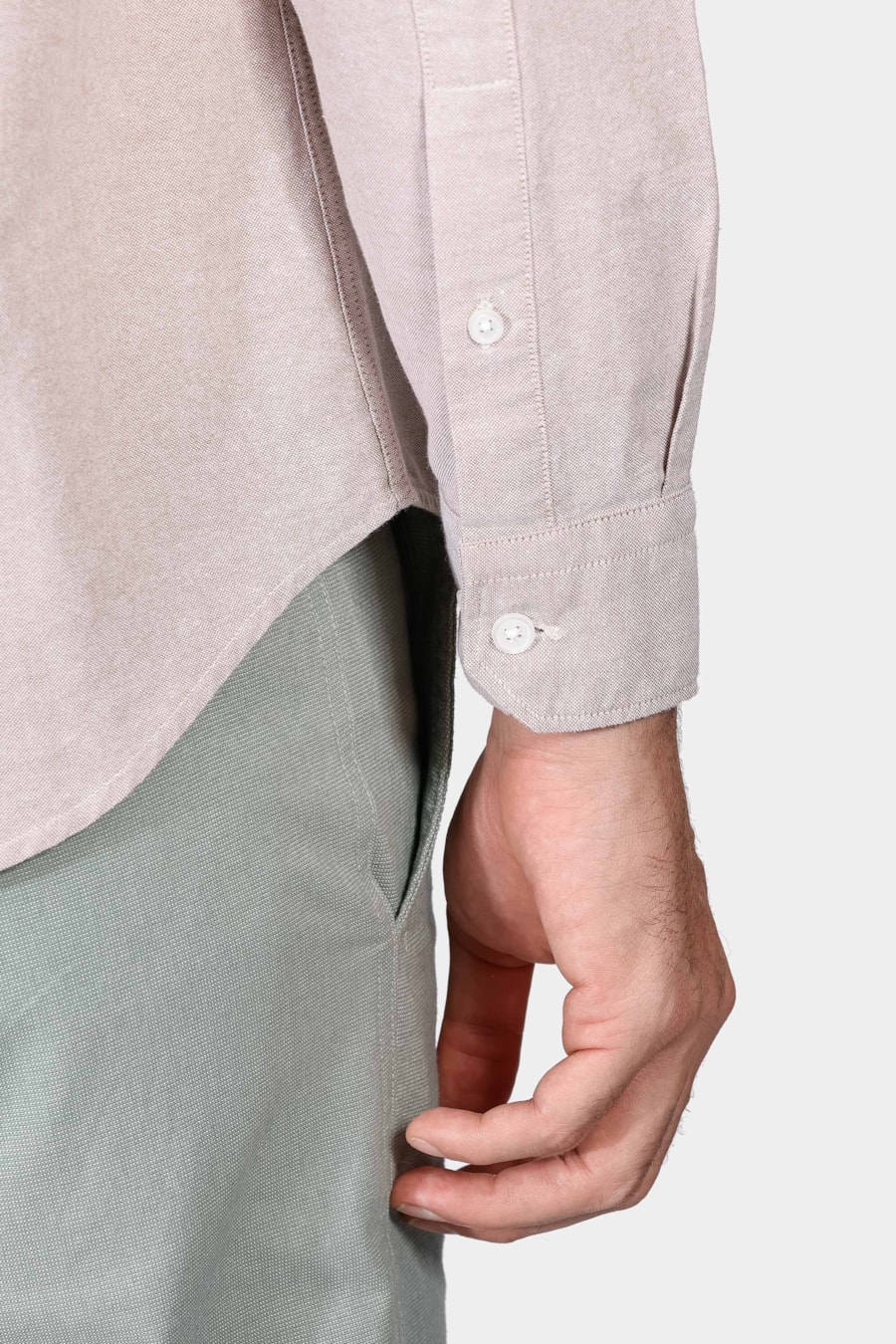 Camisa Manga Longa Regular Oxford Cáqui — foto 4 de 7