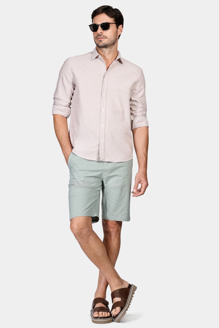 Camisa Manga Longa Regular Oxford Cáqui — foto 2 de 7
