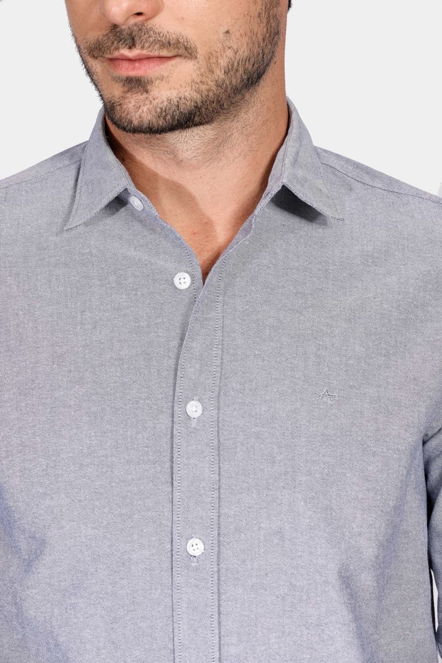 Camisa Manga Longa Regular Oxford Marinho — foto 3 de 7