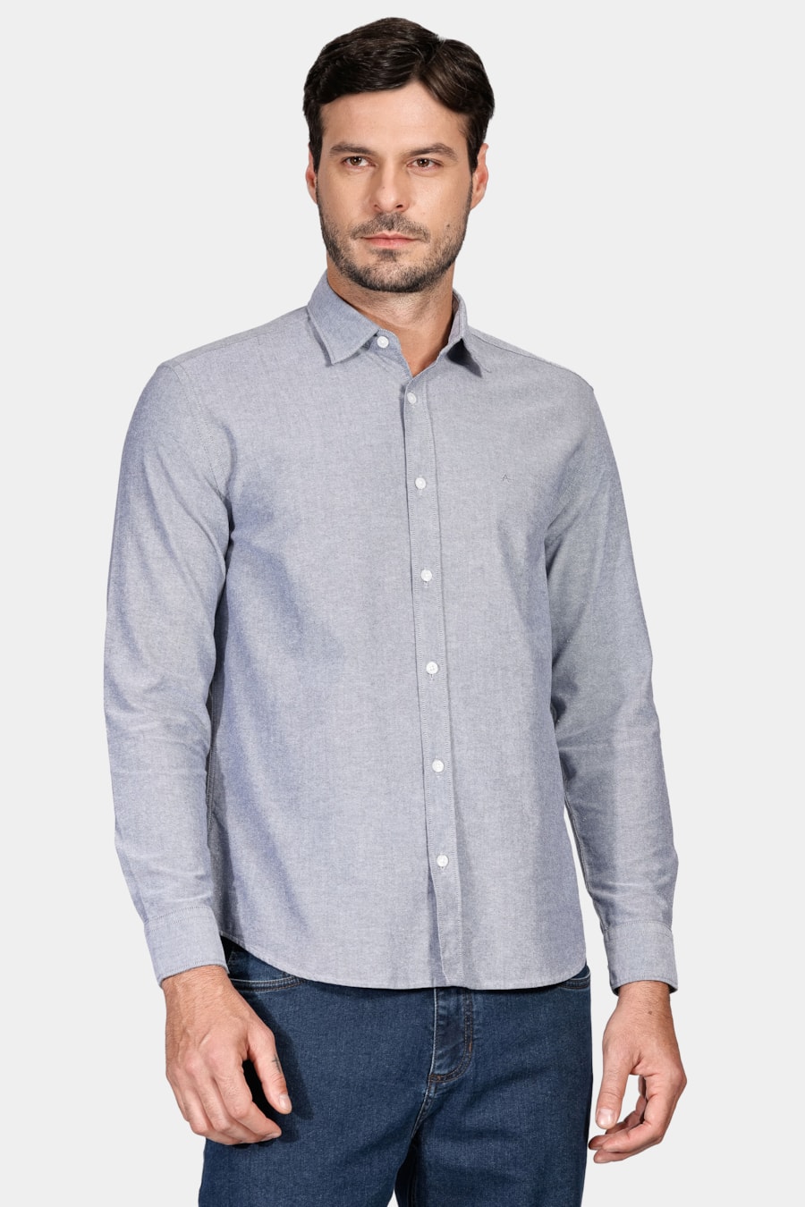 Camisa Manga Longa Regular Oxford Marinho — foto 1 de 7