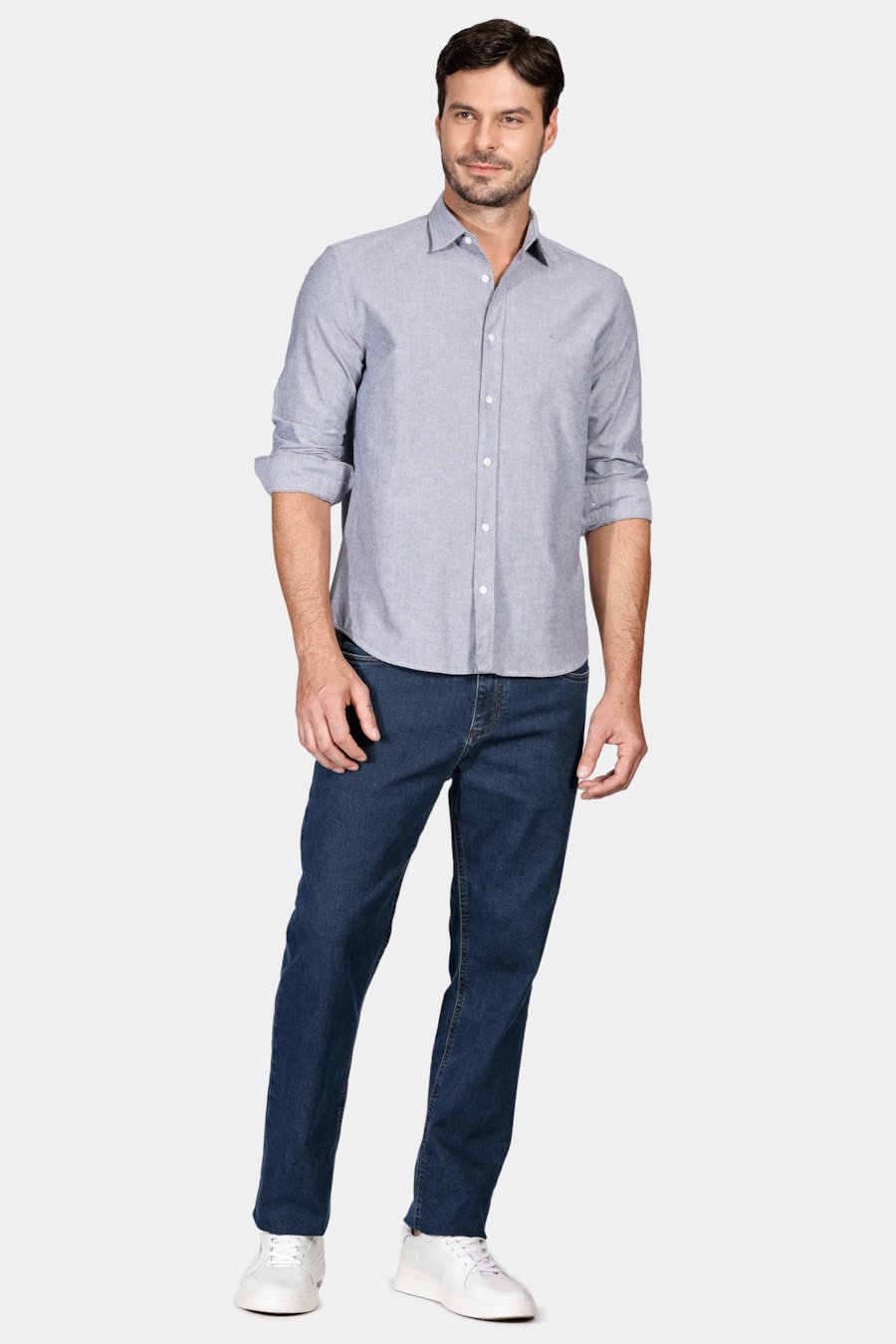 Camisa Manga Longa Regular Oxford Marinho — foto 2 de 7