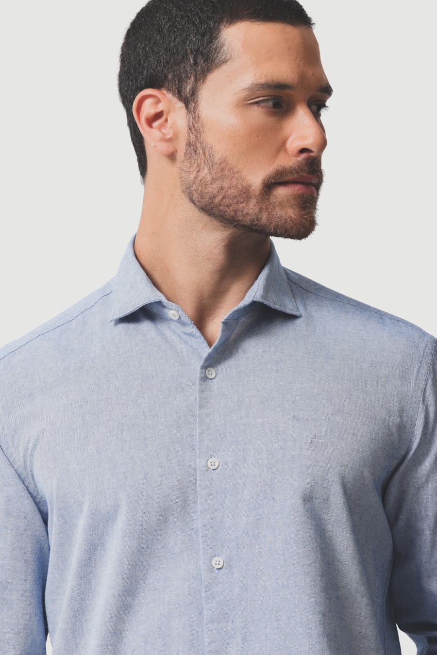 Camisa Manga Longa Regular Oxford Planalto Azul Caribe — foto 3 de 6