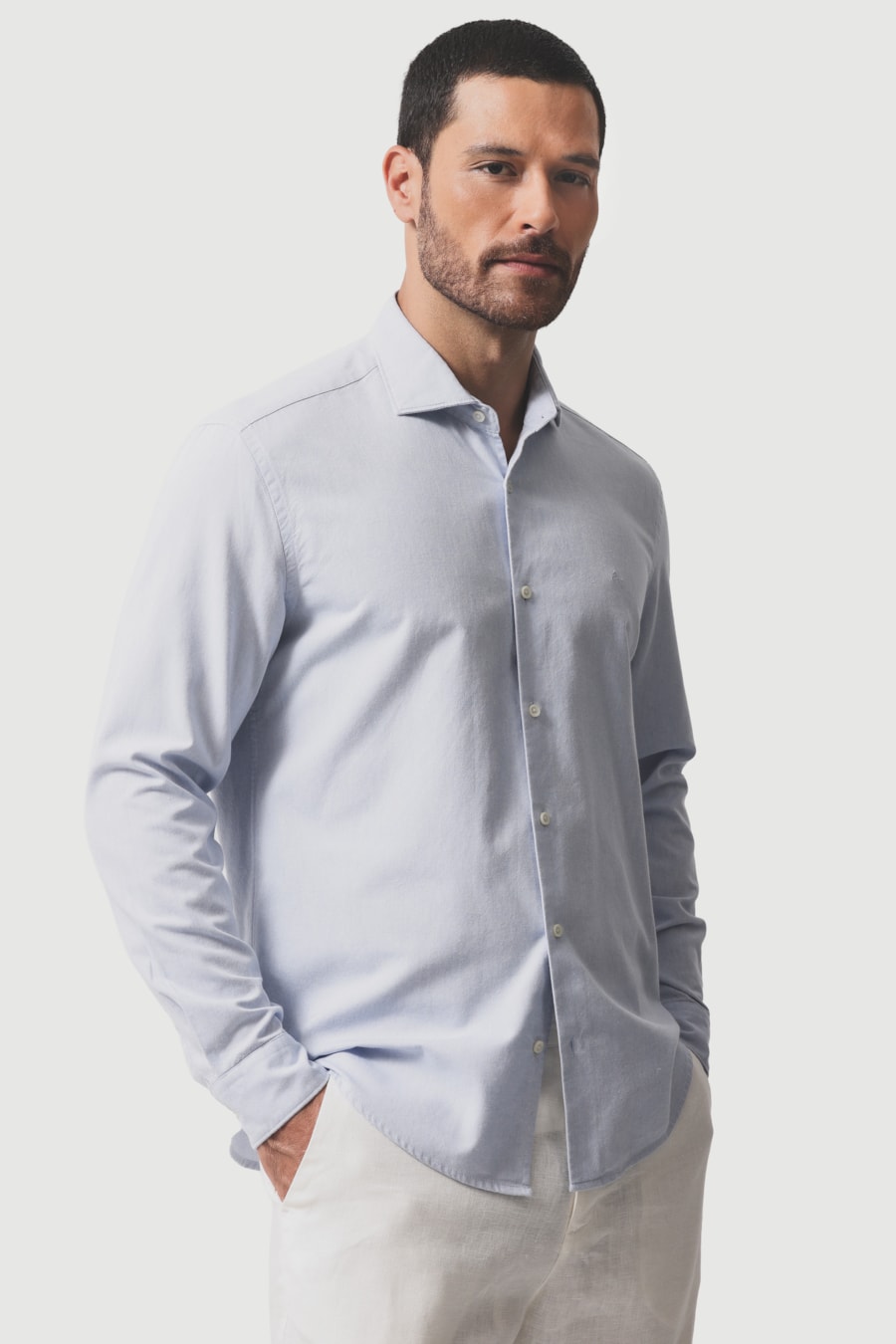 Camisa Manga Longa Regular Oxford Planalto Azul Claro — foto 1 de 6
