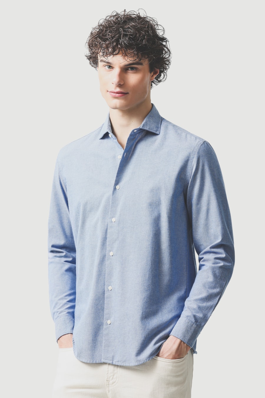 Camisa Manga Longa Regular Oxford Planalto Azul Indigo — foto 1 de 5