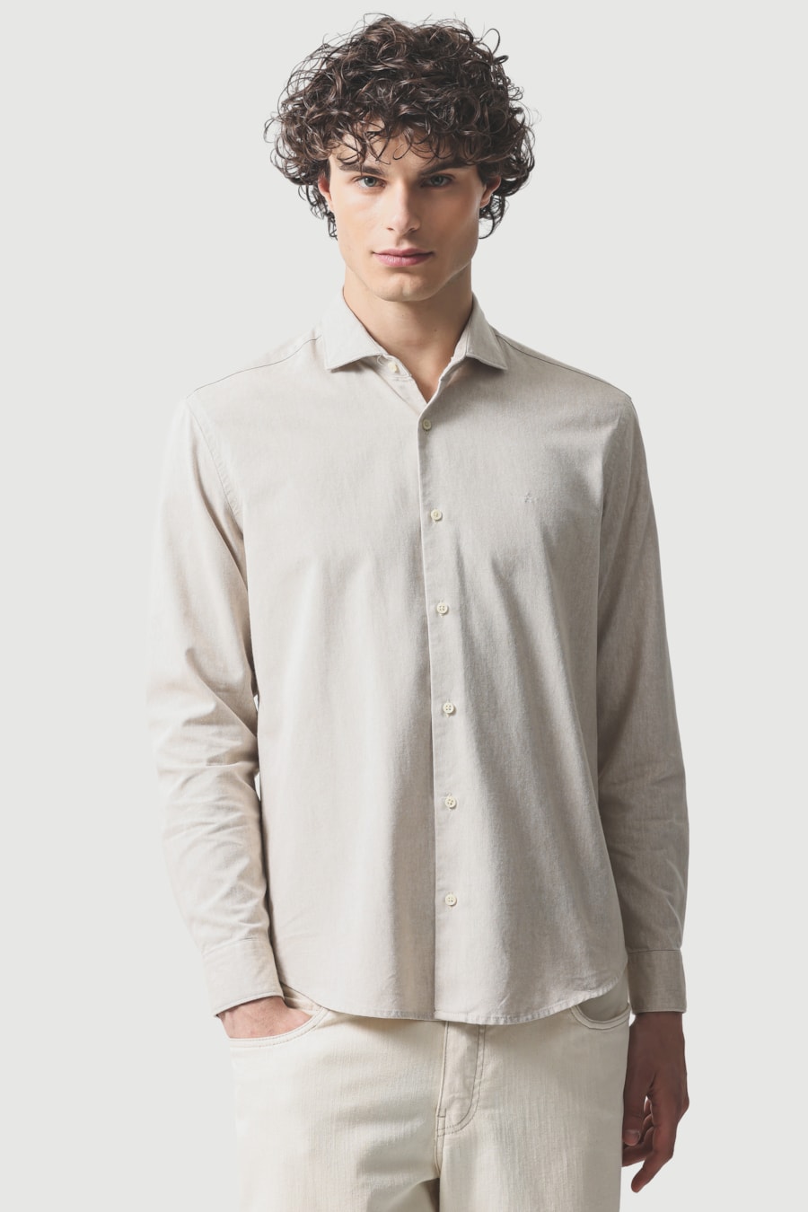 Camisa Manga Longa Regular Oxford Planalto Camelo 118 — foto 1 de 6