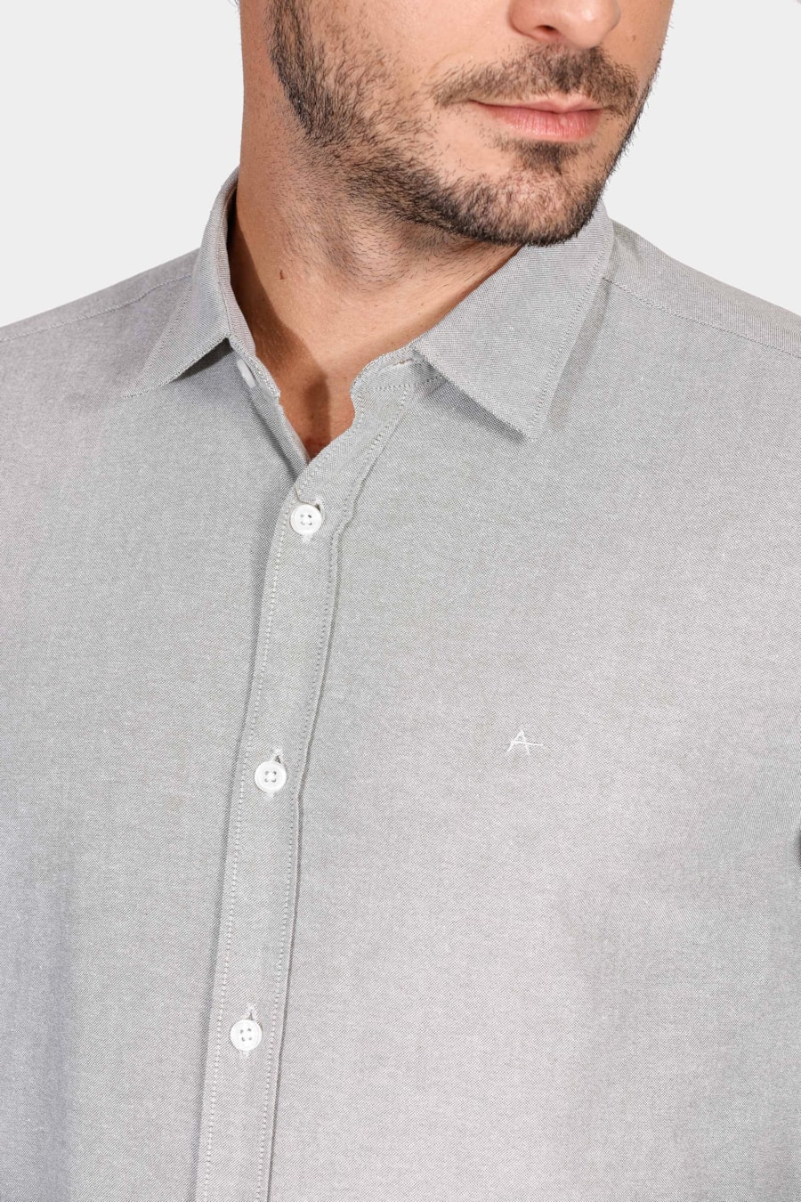 Camisa Manga Longa Regular Oxford Verde Militar — foto 3 de 7