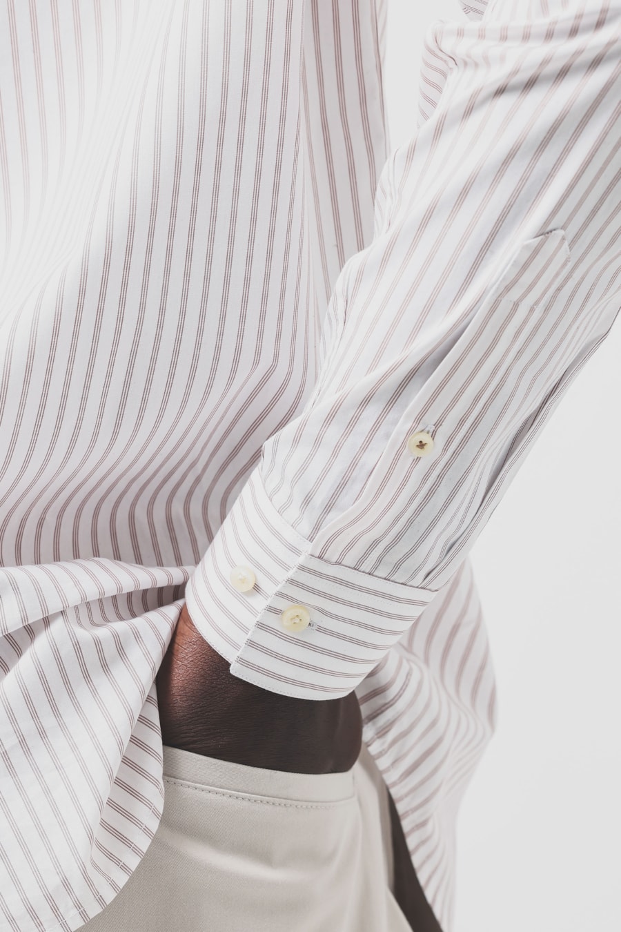 Camisa Manga Longa Regular Pima Listrada Branco C/Areia — foto 4 de 7