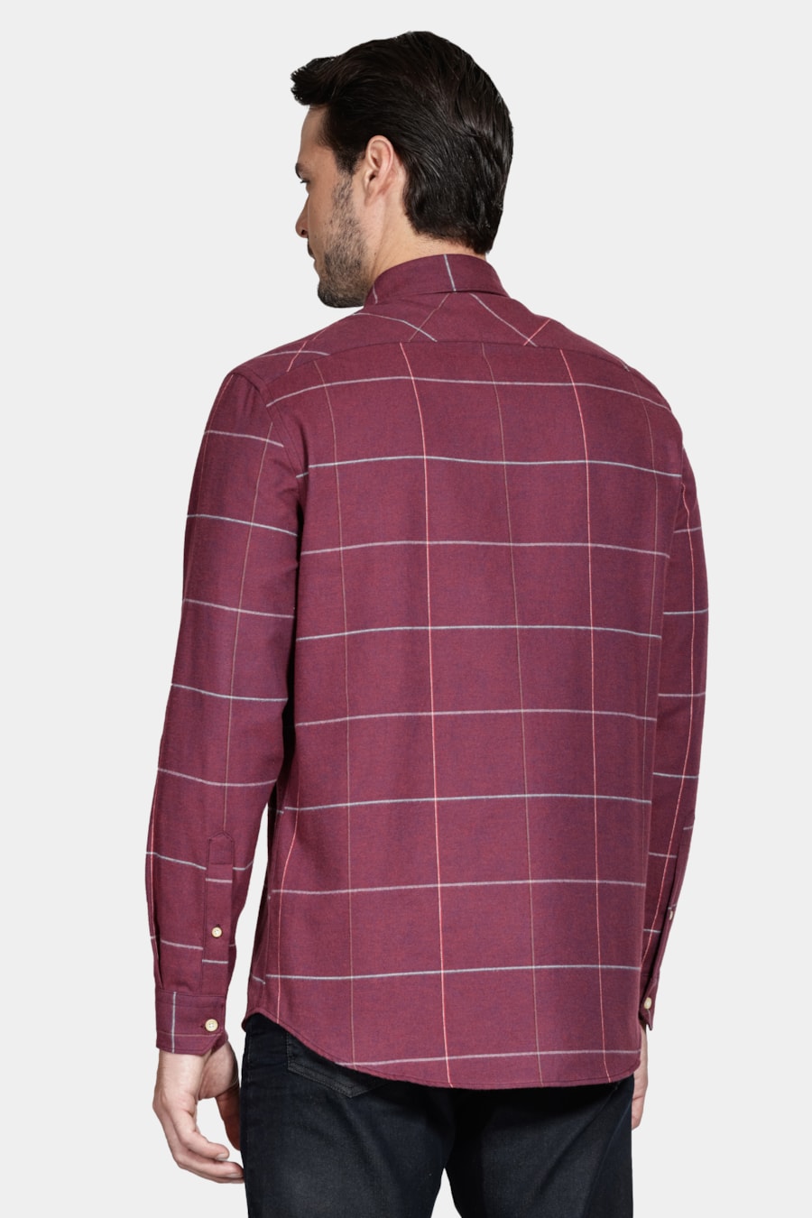 Camisa Manga Longa Regular s João Xadrez Bordeaux — foto 4 de 6