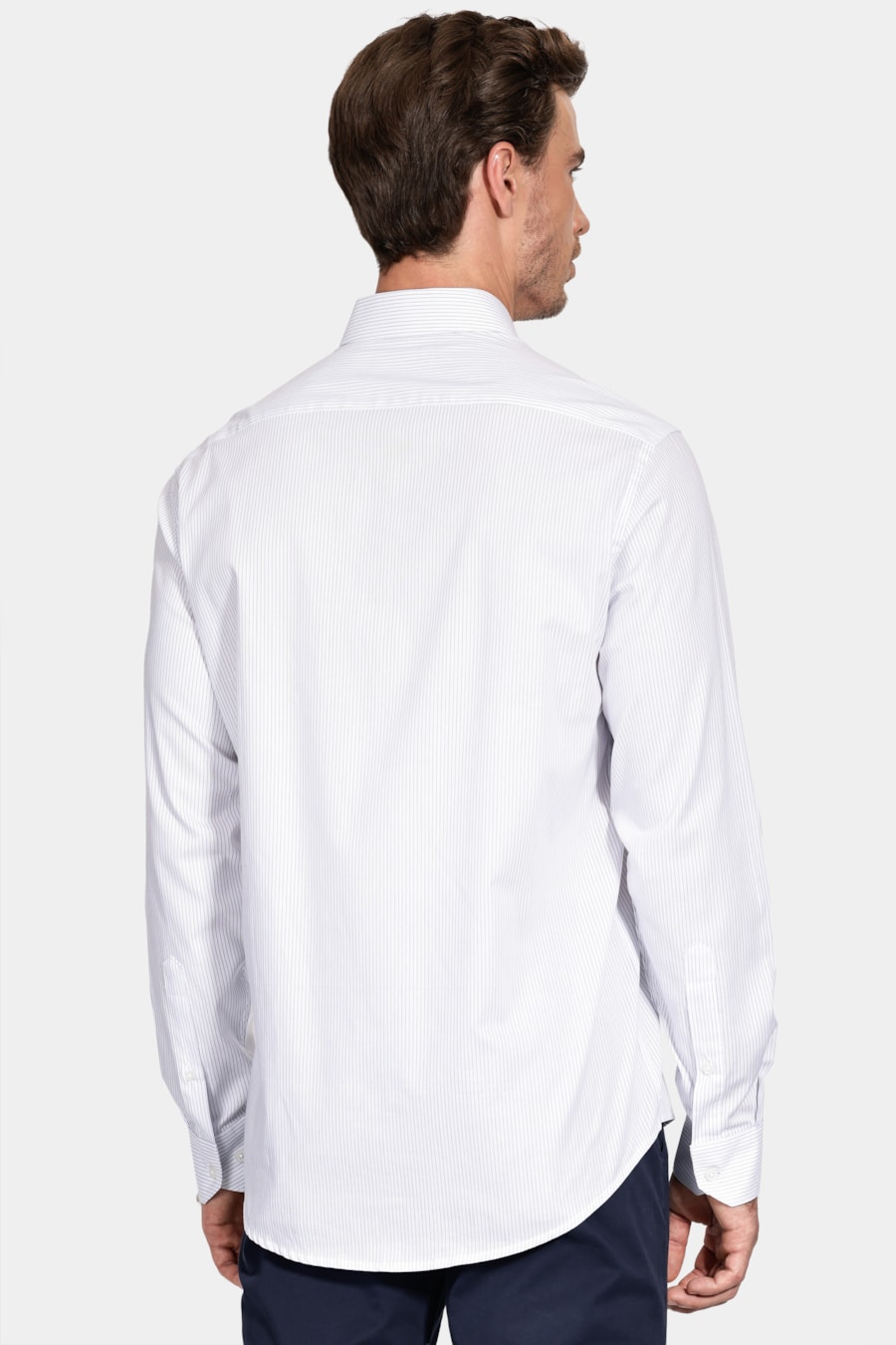 Camisa Manga Longa Regular San Lazaro Listrada Branco C/Azul — foto 4 de 6