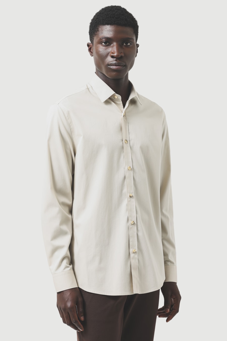 Camisa Manga Longa Regular Sarja Empire Areia — foto 1 de 6