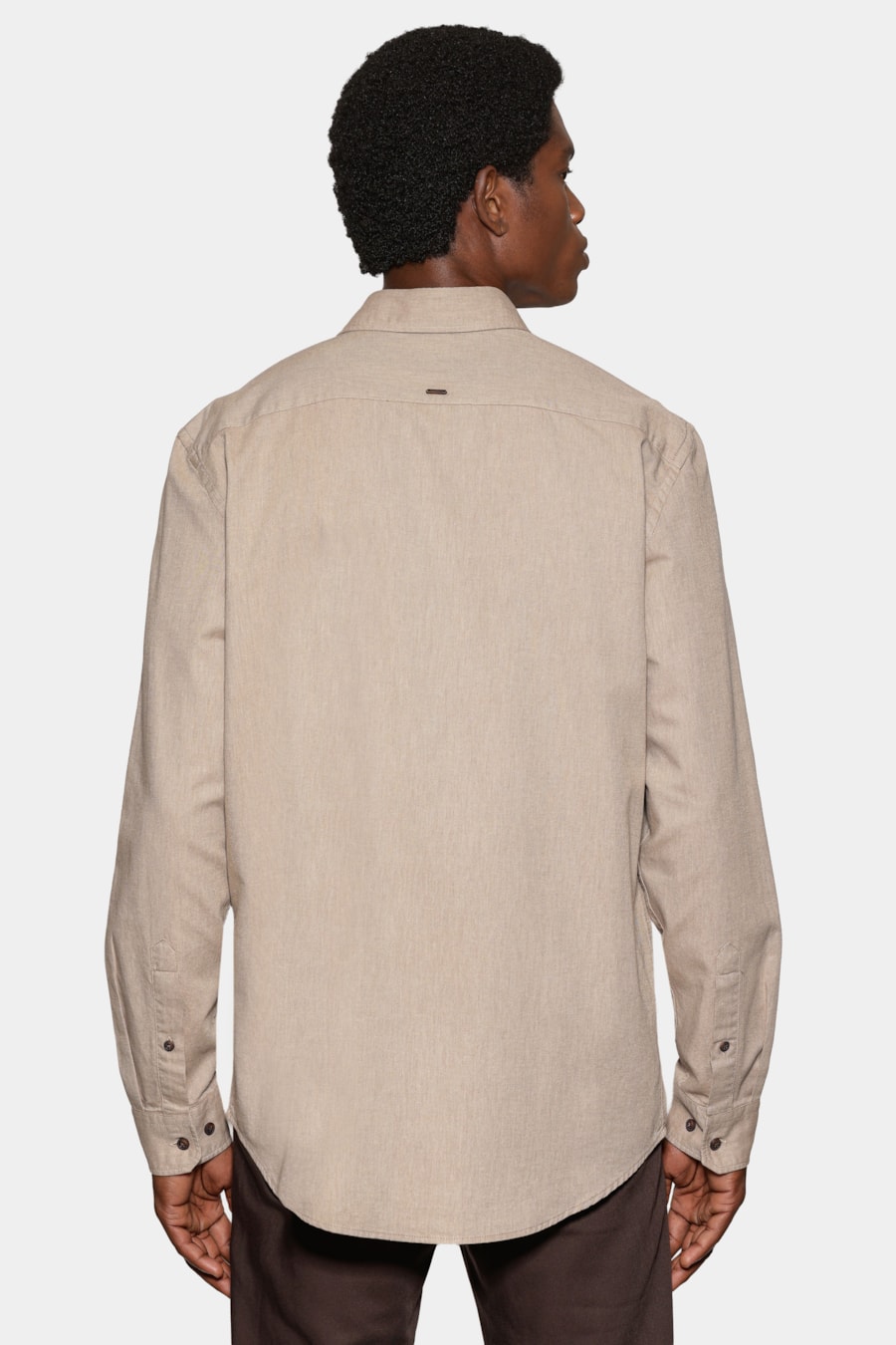 Camisa Manga Longa Regular Sarja Flat Caqui — foto 4 de 6
