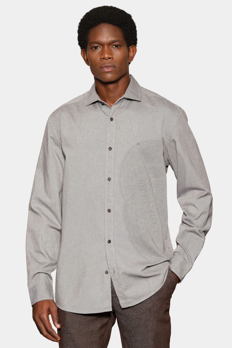 Camisa Manga Longa Regular Sarja Flat Marinho