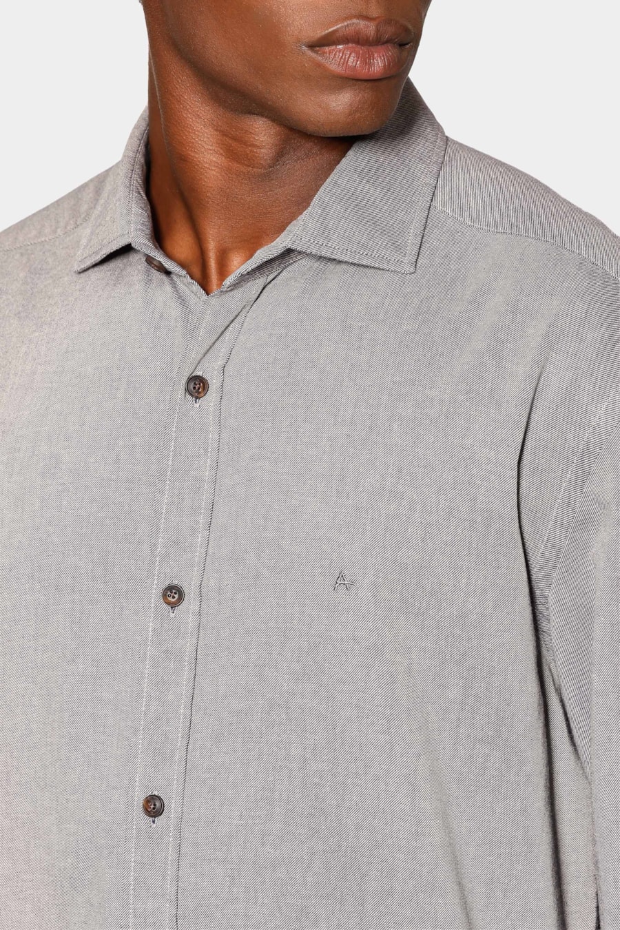 Camisa Manga Longa Regular Sarja Flat Marinho — foto 3 de 7