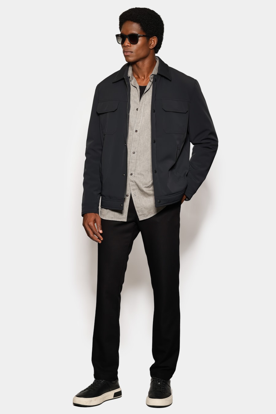 Camisa Manga Longa Regular Sarja Flat Preto — foto 2 de 7