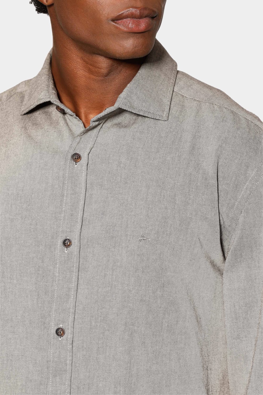 Camisa Manga Longa Regular Sarja Flat Preto — foto 3 de 7
